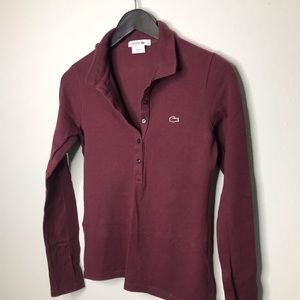 Lacoste long sleeve polo maroon